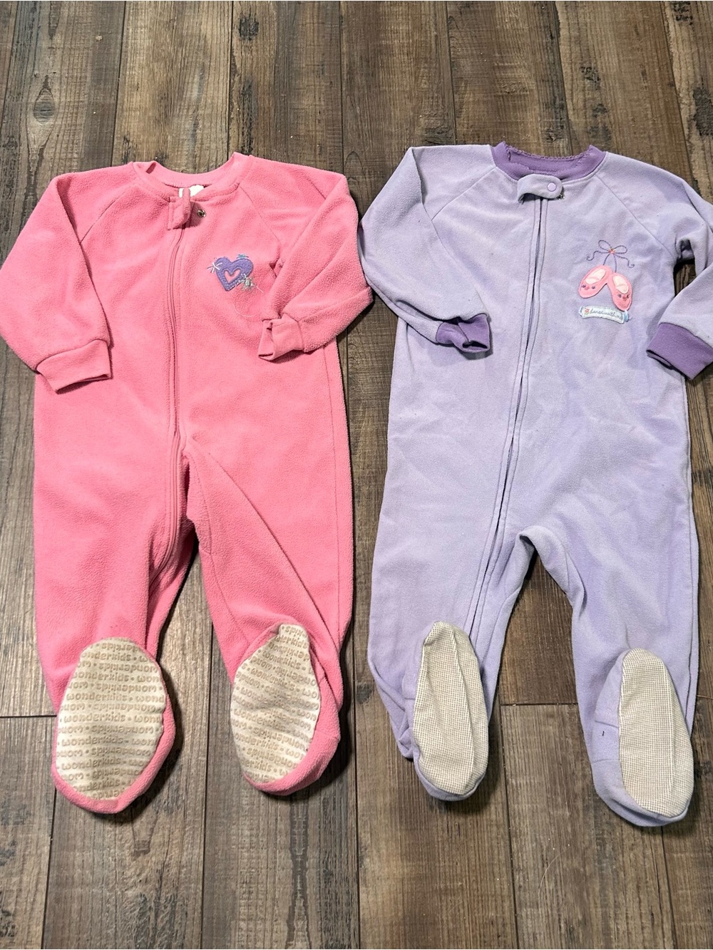 Baby Girls Zip Fleece Footie One Piece Lot Pink Purple 2T/ 24 Months
